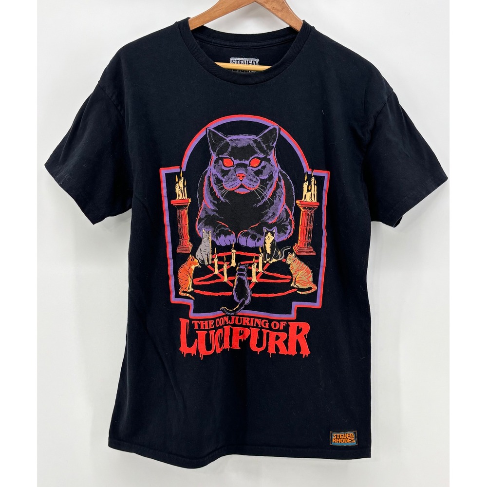 Steven Rhodes T-Shirt The Conjuring of Lucipurr Men's Large Graphic Black